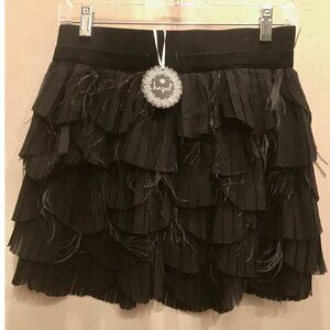 Hazel Black Tiered Feather Mini Skirt